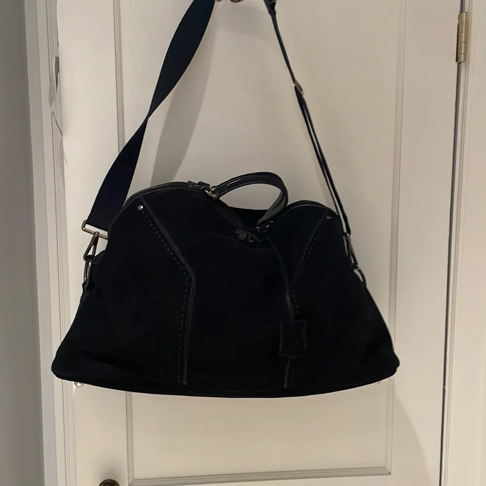 Suede Yves Saint Laurent paris YSL muse overnight duffle camping travel